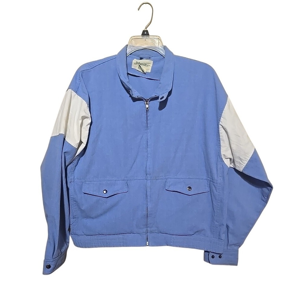 Vtg St. John's Bay Blue Zip Front Classic Long Sleeve Jacket Men's Size XL